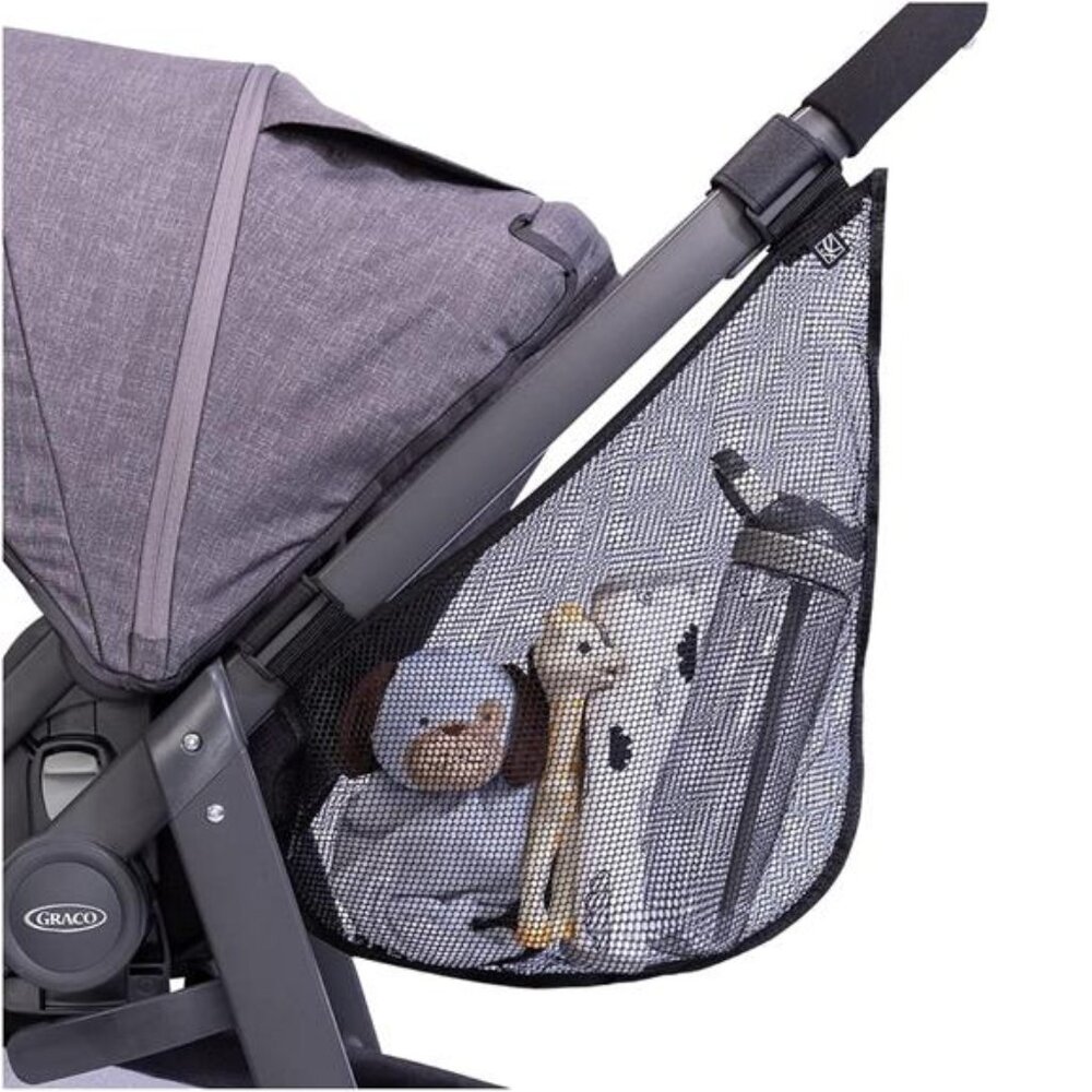 Stroller side sling cargo net organizer mesh bag adjustable straps baby storage